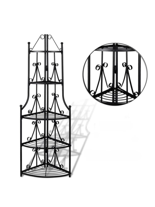 Corner Plant Stand, Black 2