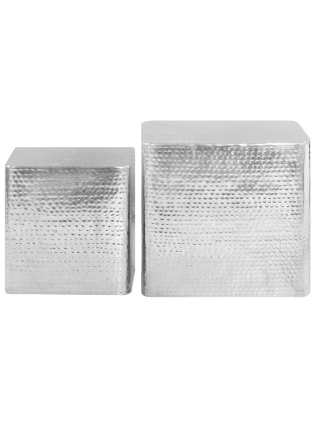 Stoliki kawowe, 2 szt., w kolorze srebrnym, aluminium, ręcznie wykonane 1
