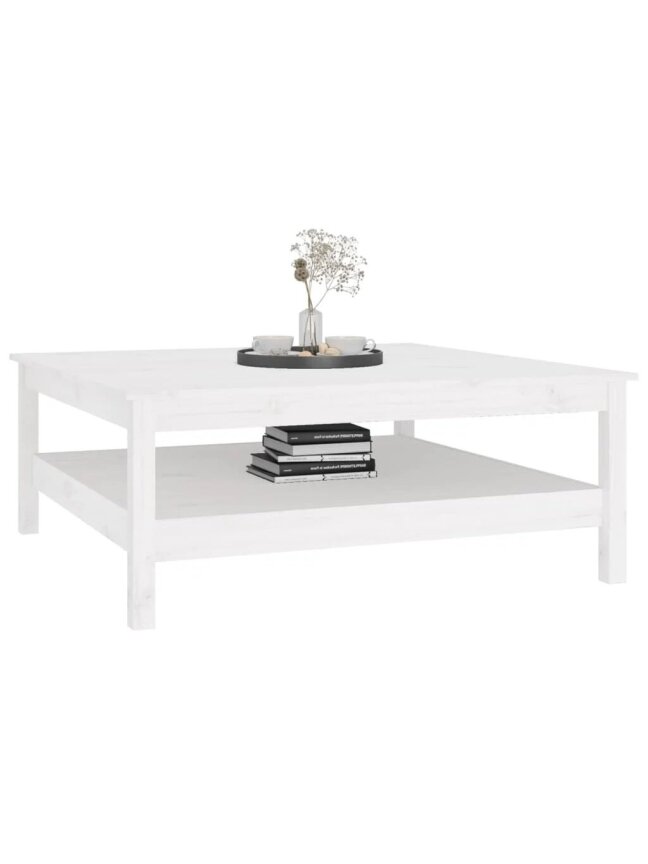 Coffee table, white, 100 × 100 × 40 cm, solid pine wood. 3