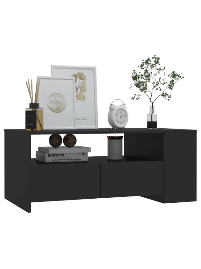 Coffee table, black color, 102 × 55 × 42 cm, engineered wood 5
