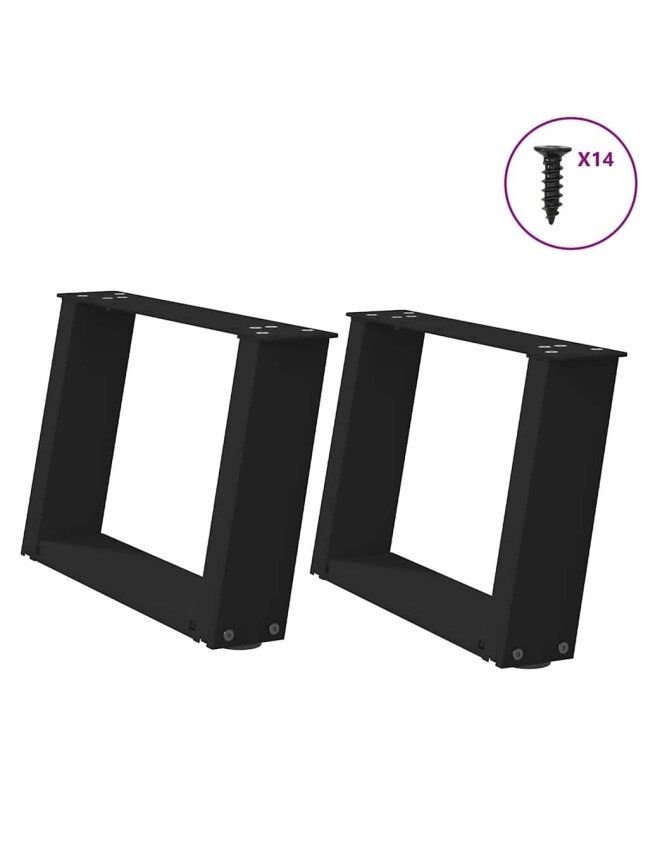 Coffee table legs, 2 pcs, black, 40 × (30–31) cm, steel, U-shaped 6