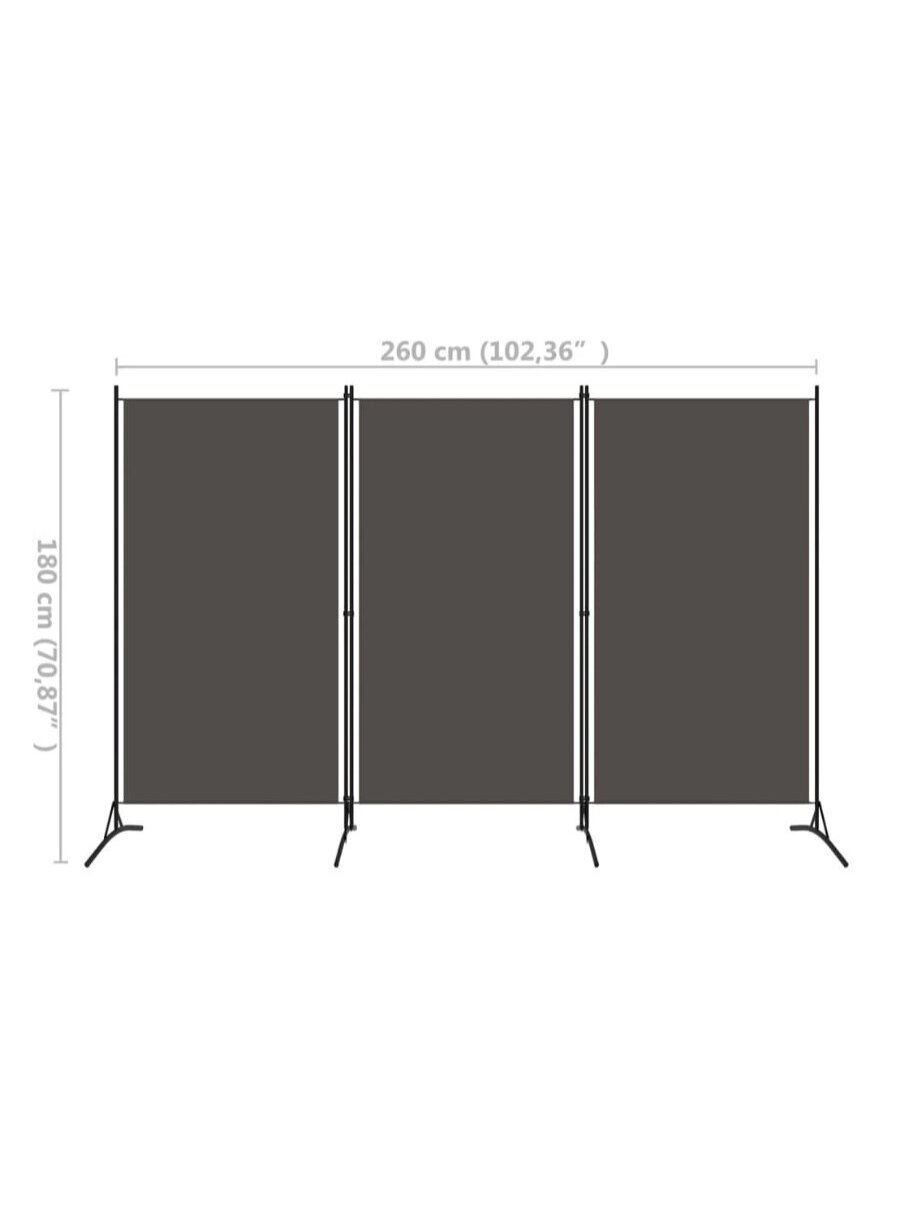 Room divider, 3-panel, anthracite, 260x180 cm 4