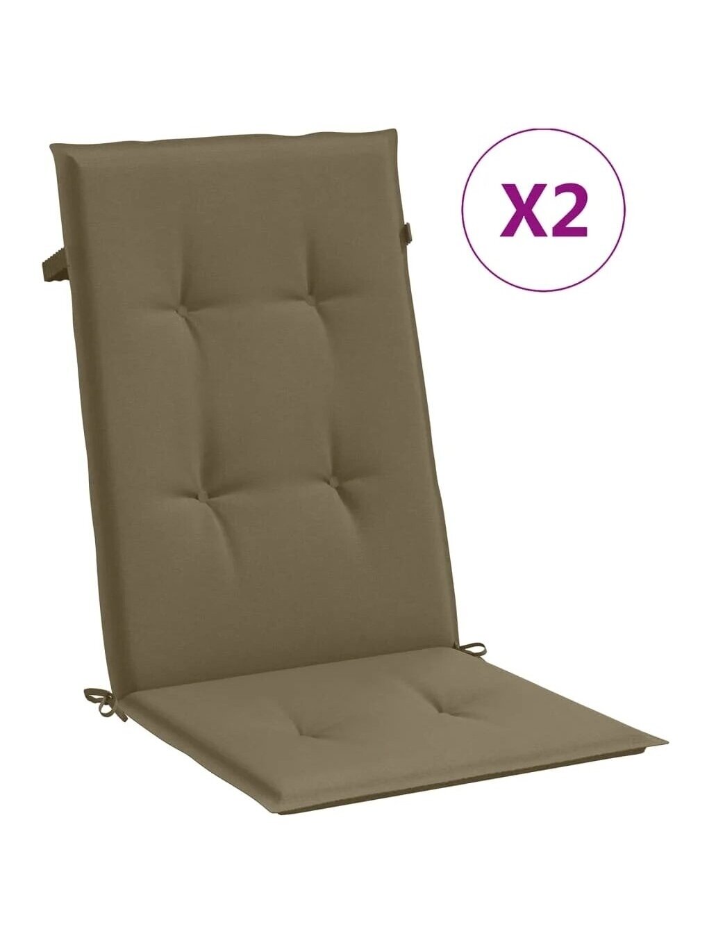 Chair cushions, 2 pcs, taupe, 120 × 50 × 4 cm, fabric 1