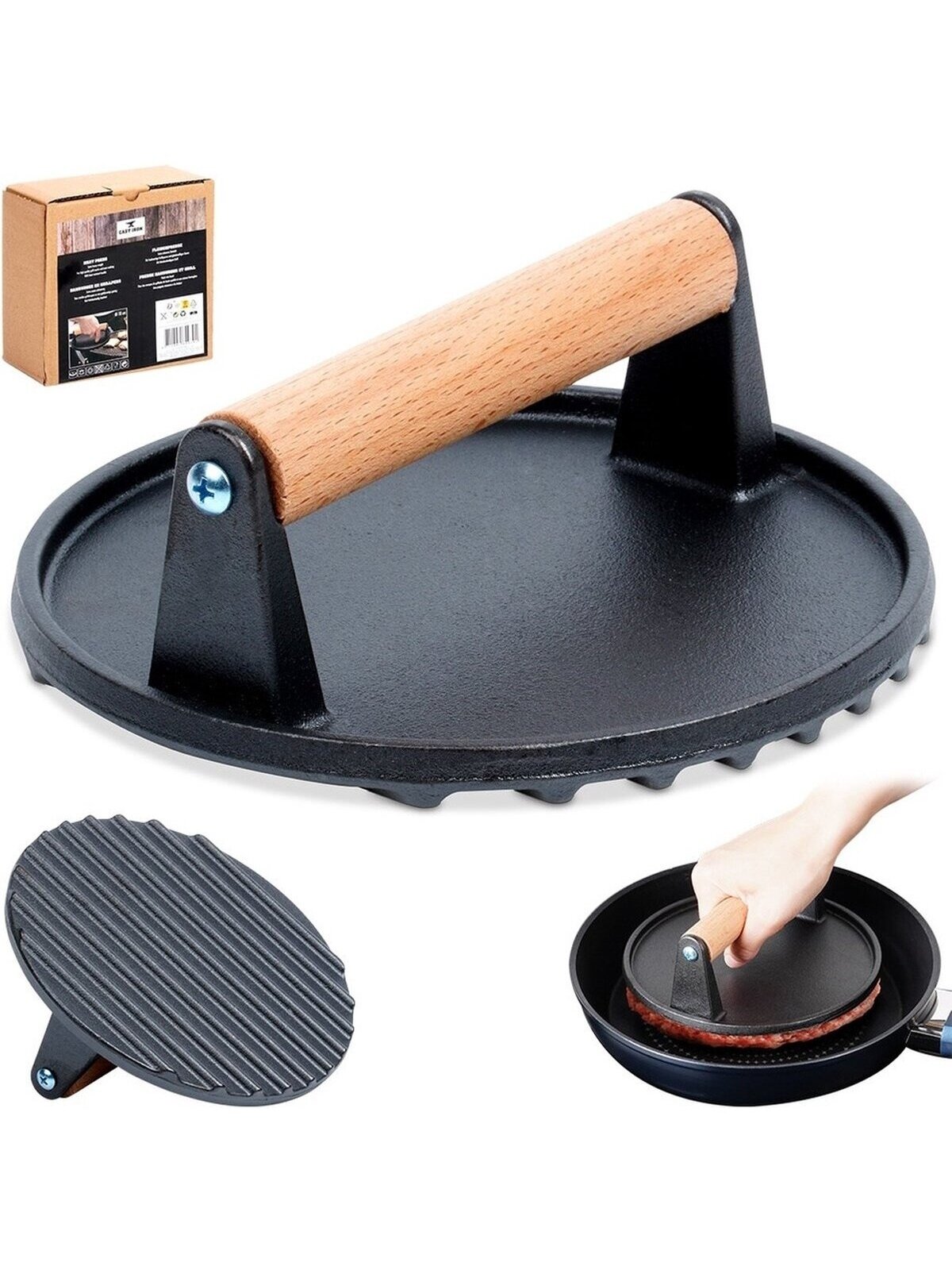 Cast iron 18 cm burger press – Hamburger press – Burger maker – BBQ – Burger press 4