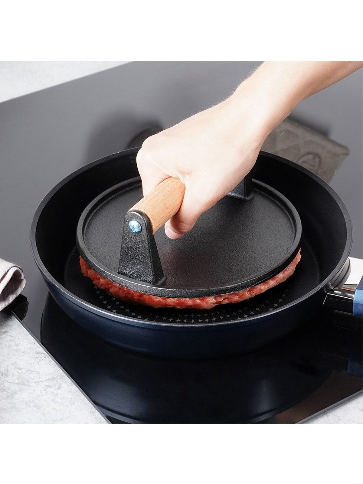Cast iron 18 cm burger press – Hamburger press – Burger maker – BBQ – Burger press 3