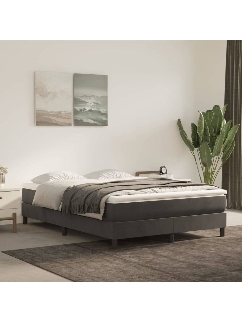 Pocket spring mattress, medium firmness, dark grey, 140 × 200 × 20 cm, velvet Pocket spring mattress, medium firmness, dark grey, 140 × 200 × 20 cm, velvet