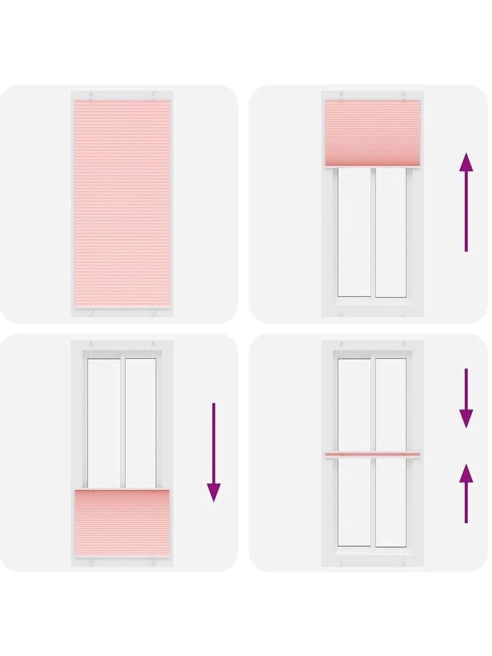 Pleated blind, pink, 85 x 200 cm, fabric width 84.4 cm, polyester 6