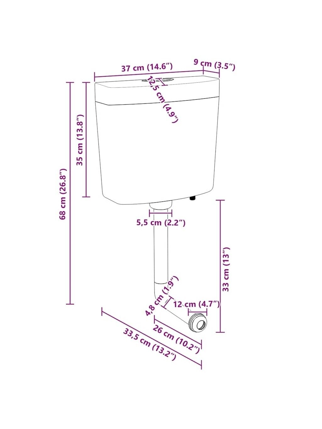 Toilet cistern with bottom water inlet, black, 3/6 L 9