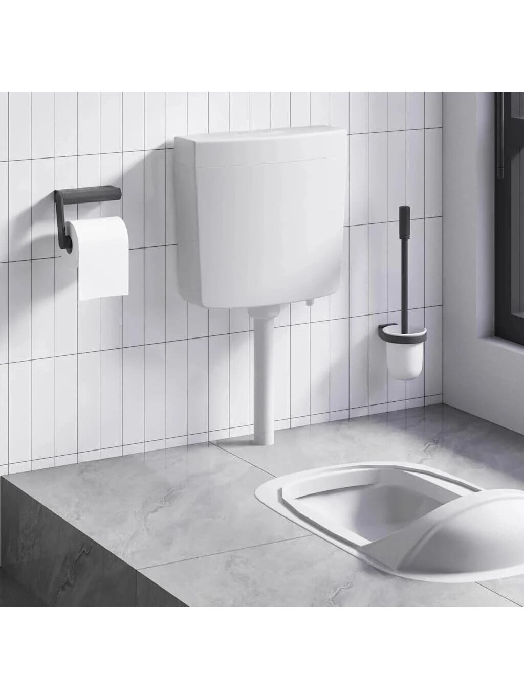 Toilet cistern with bottom water inlet, gray, 3/6 L