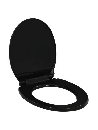 Toilet seat with soft-close mechanism, black color, easy-removable design