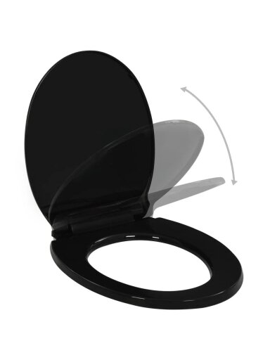 Toilet seat with soft-close mechanism, black color, easy-removable design
