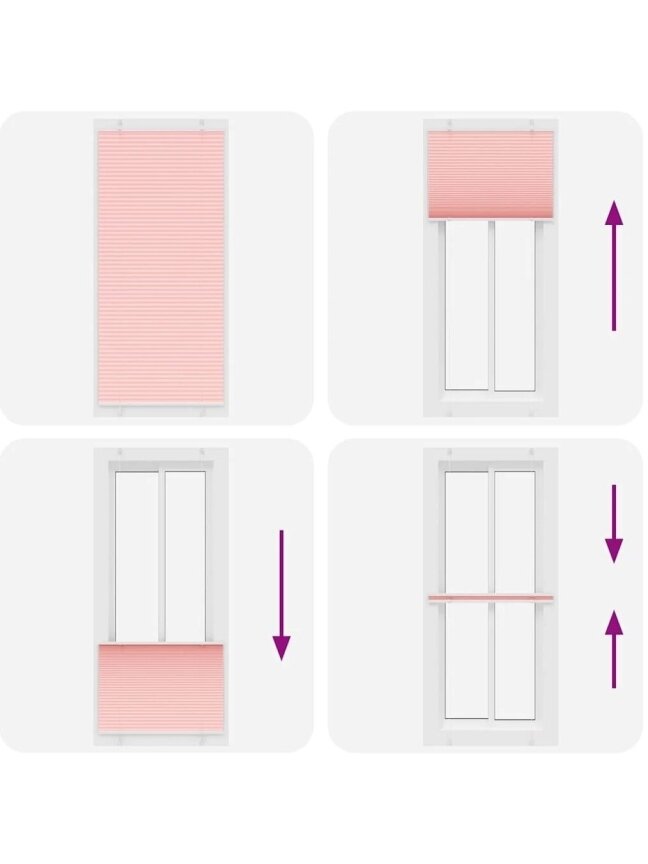 Pleated blind, pink, 85 x 200 cm, fabric width 84.4 cm, polyester 6