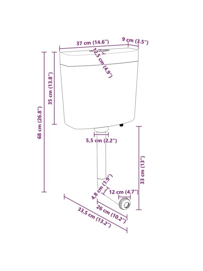 Toilet cistern with bottom water inlet, black, 3/6 L 9
