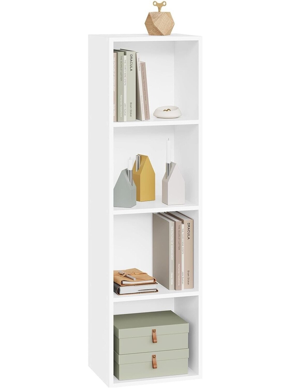 Bookshelf with 4 cube compartments, white. 1