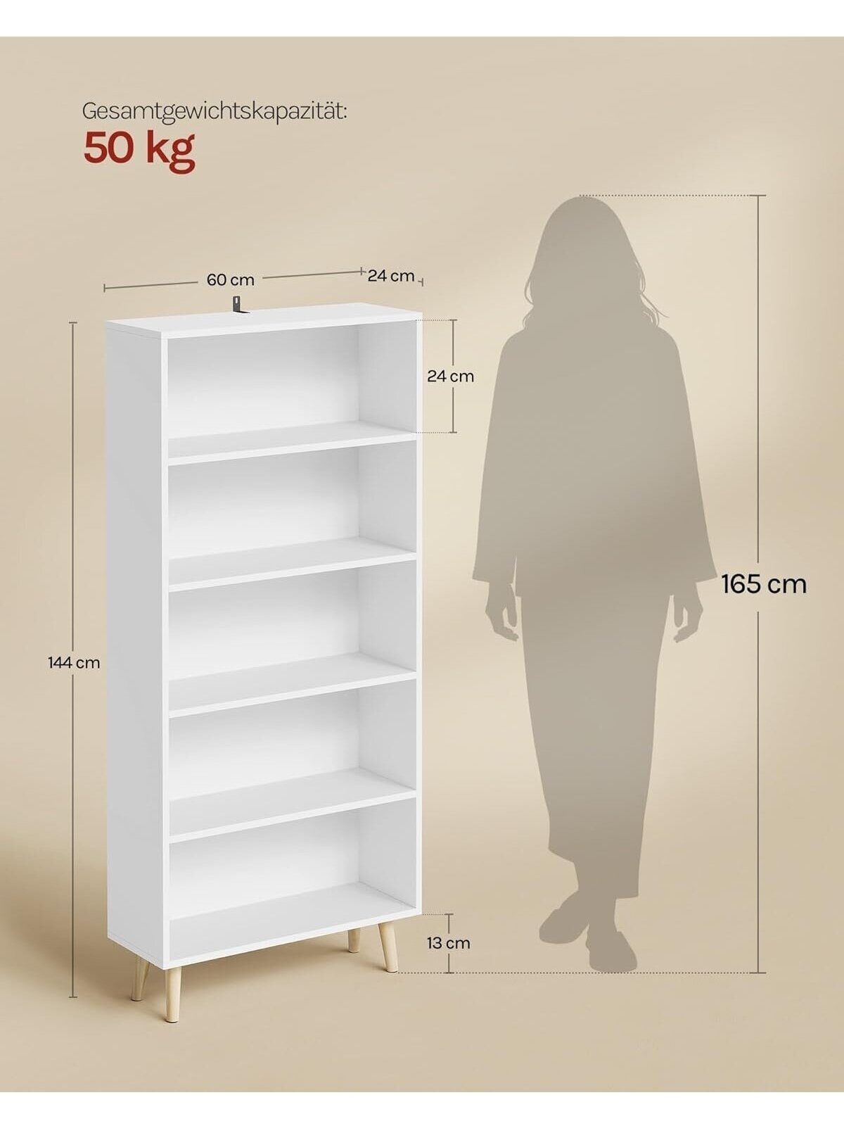 Bookshelf with 5 shelves, 60 x 144 x 24 cm. 2 Bookshelf with 5 shelves, 60 x 144 x 24 cm. 2