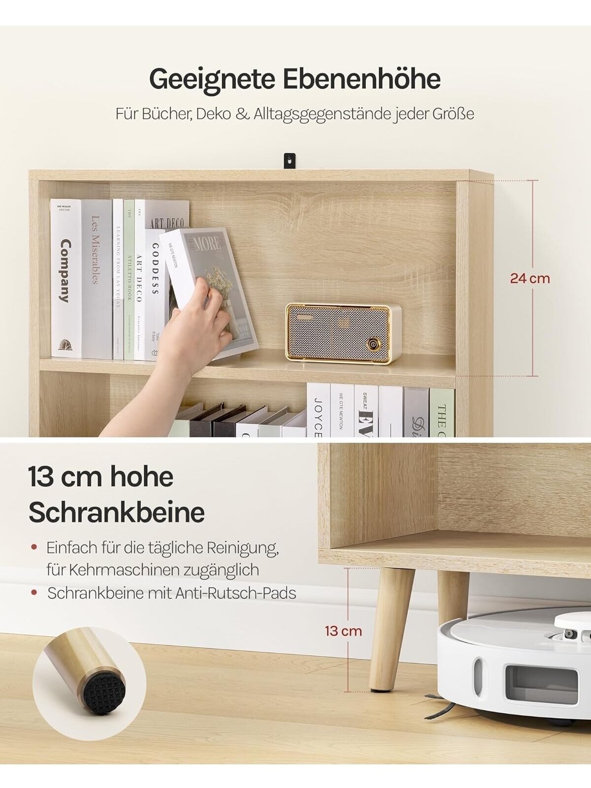 Bookshelf with 5 compartments, freestanding storage shelf for items and documents, 60 x 144 x 24 cm. 6 Bookshelf with 5 compartments, freestanding storage shelf for items and documents, 60 x 144 x 24 cm. 6