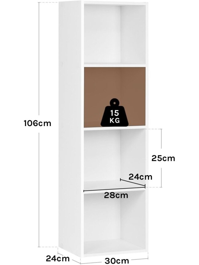 Bookshelf with 4 cube compartments, white. 2