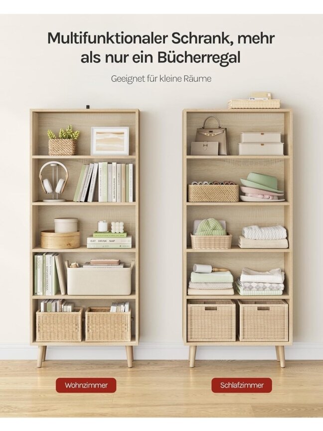 Bookshelf with 5 compartments, freestanding storage shelf for items and documents, 60 x 144 x 24 cm. 7 Bookshelf with 5 compartments, freestanding storage shelf for items and documents, 60 x 144 x 24 cm. 7
