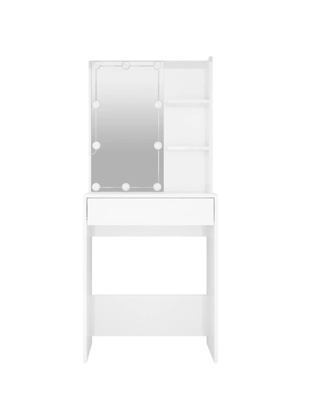 Косметический столик с LED-подсветкой, белый, 60×40×140 см, глянцевый 3