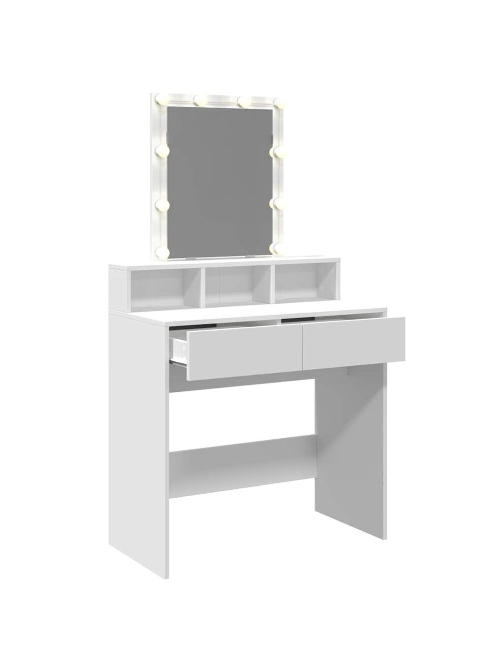 Kosmetinis staliukas su LED, baltos spalvos, 80x41x144,5cm 7
