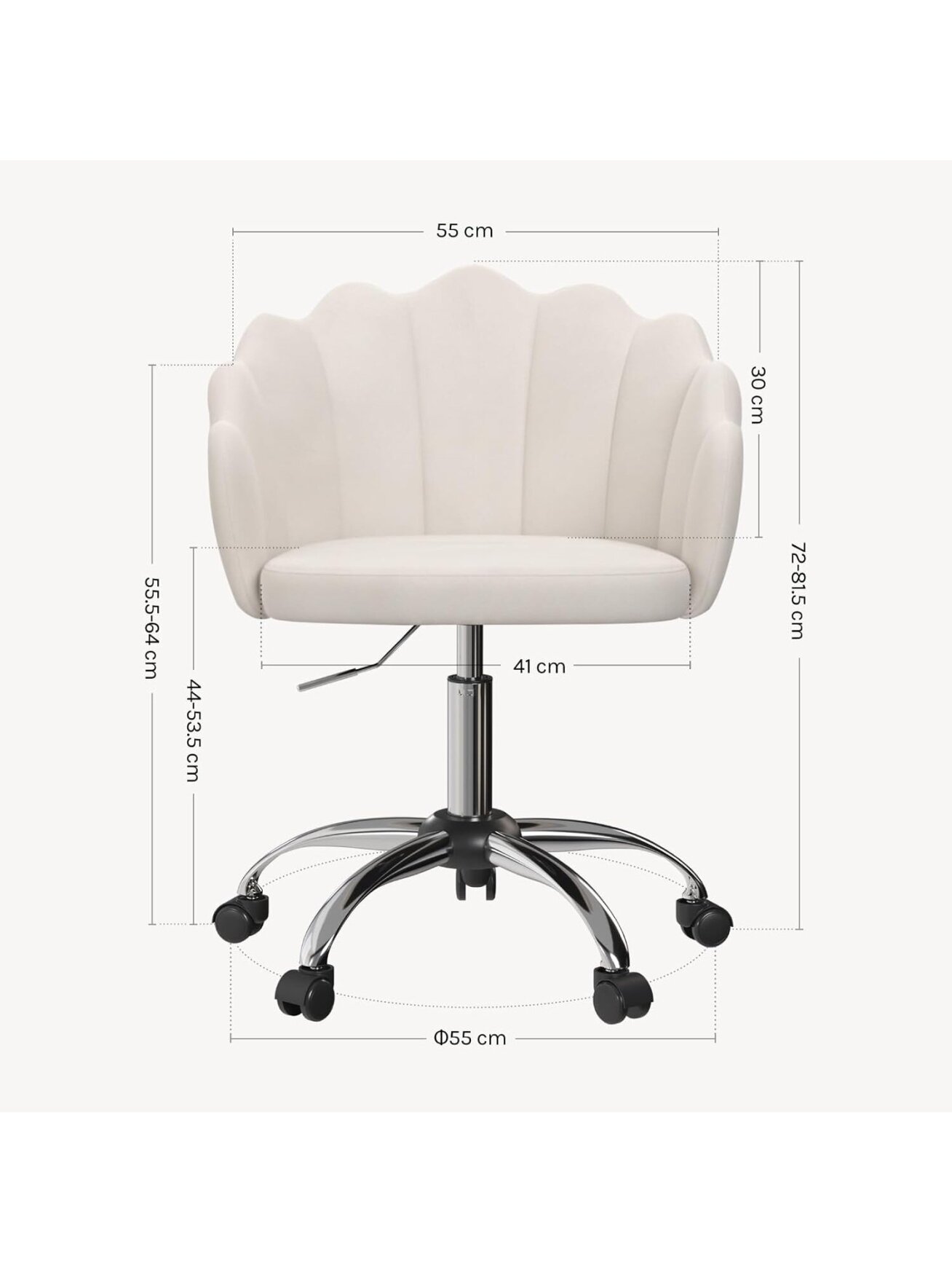 Cosmetic Chair, Ergonomic Velvet Chair with Petal-Shaped Backrest, Swivel Chair with Casters, Height Adjustable, Metal Frame 7 Cosmetic Chair, Ergonomic Velvet Chair with Petal-Shaped Backrest, Swivel Chair with Casters, Height Adjustable, Metal Frame 7