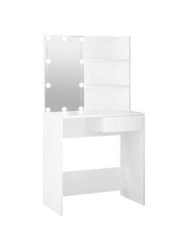 Kosmeetikalaud ILMA LED-valgustuseta, valge, 74,5x40x141 cm