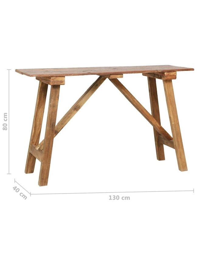 Konsoollaud, 130×40×80 cm, segatud taaskasutatud puit 7
