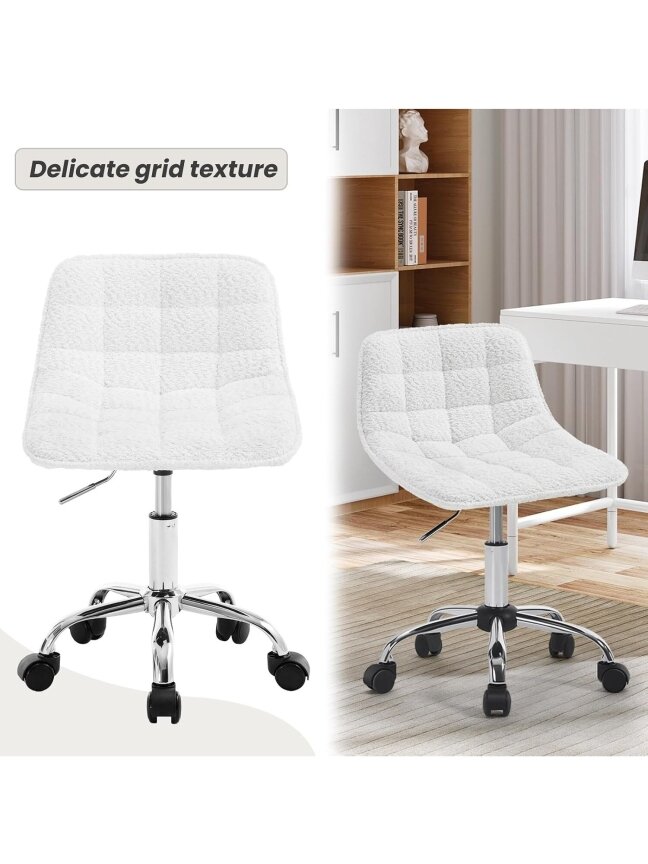 Dressing Stool with Wheels, 360° Swivel, Height Adjustable 6