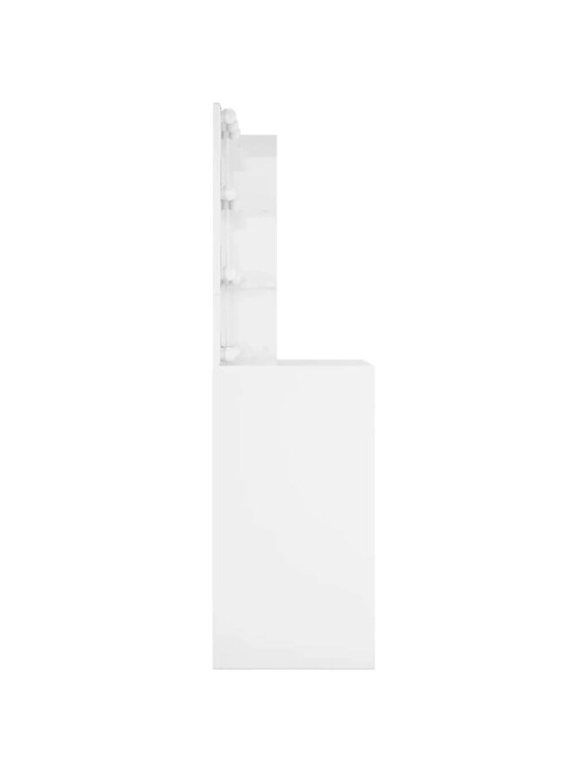 Косметический столик с LED-подсветкой, белый, 60×40×140 см, глянцевый 4