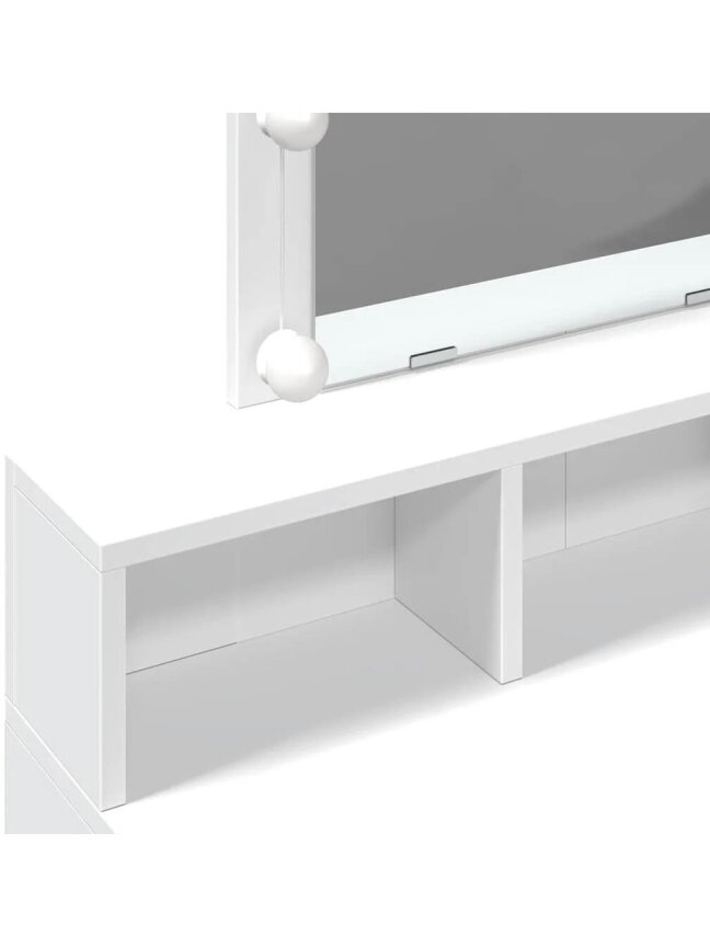 Kosmetinis staliukas su LED, baltos spalvos, 80x41x144,5cm 9