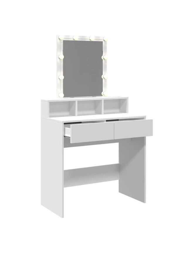 Kosmetinis staliukas su LED, baltos spalvos, 80x41x144,5cm 7