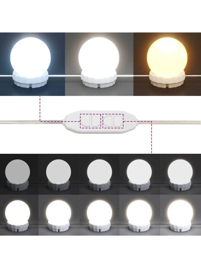 Kosmetinis staliukas su LED, baltos spalvos, 80x41x144,5cm 11