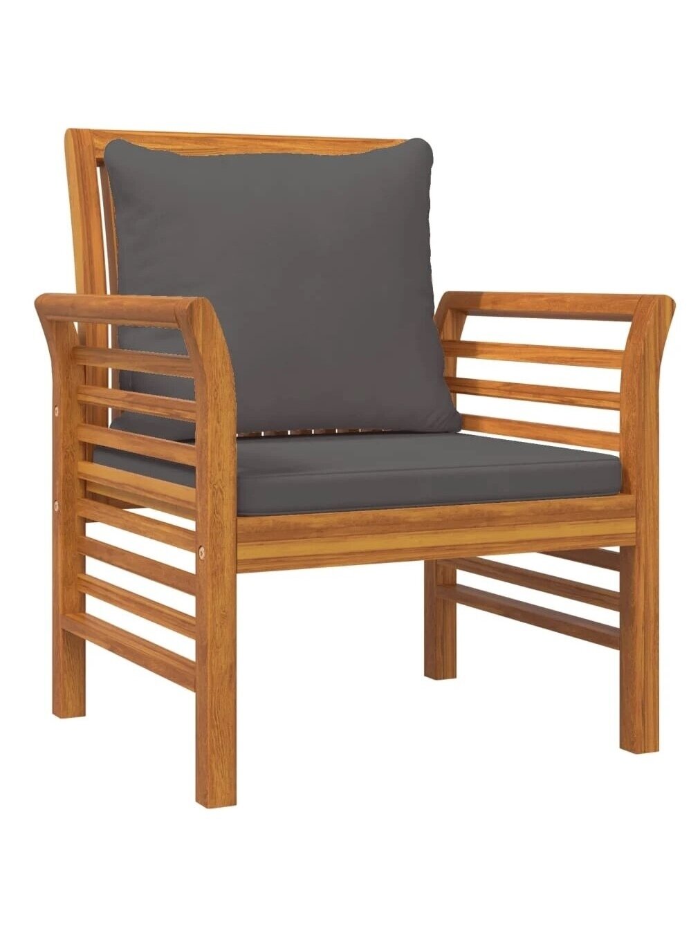 Armchairs with Dark Grey Cushions, 2 pcs, Acacia Wood 2 Armchairs with Dark Grey Cushions, 2 pcs, Acacia Wood 2