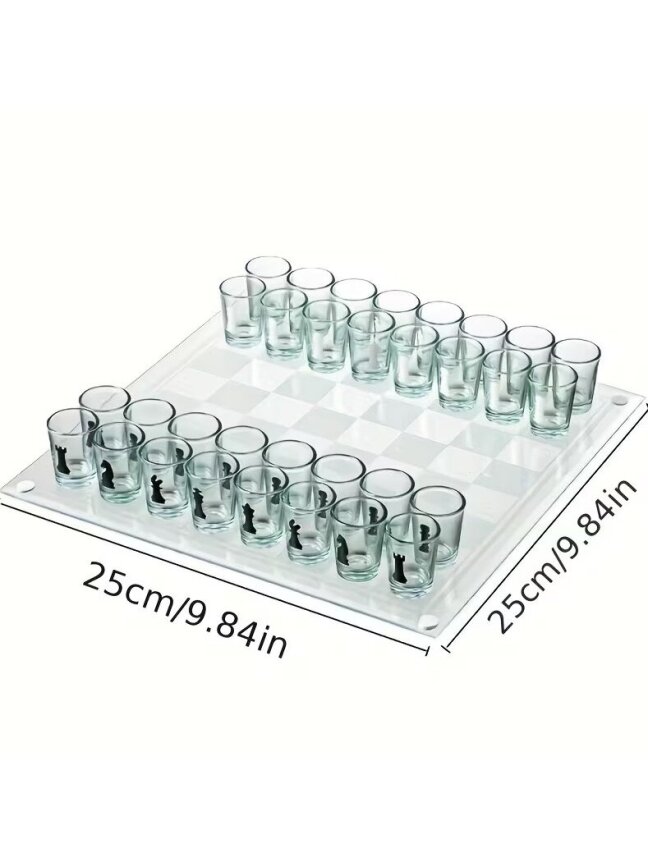 Krištolinio stiklo šachmatų rinkinys su stikline lenta 4