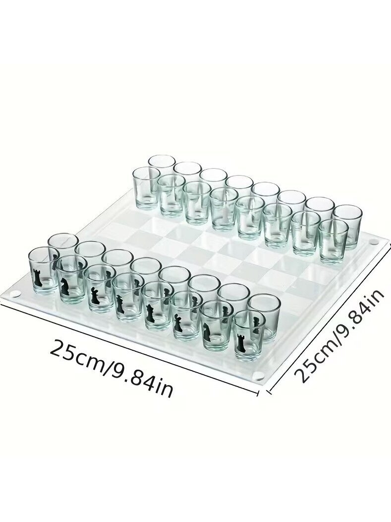 Krištolinio stiklo šachmatų rinkinys su stikline lenta 4