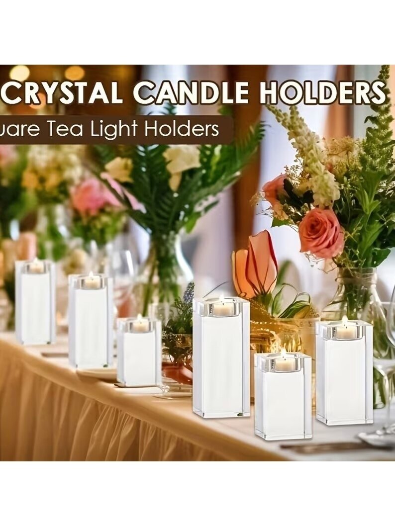 Crystal candle holder set for home and festive decoration (4 pcs). 2