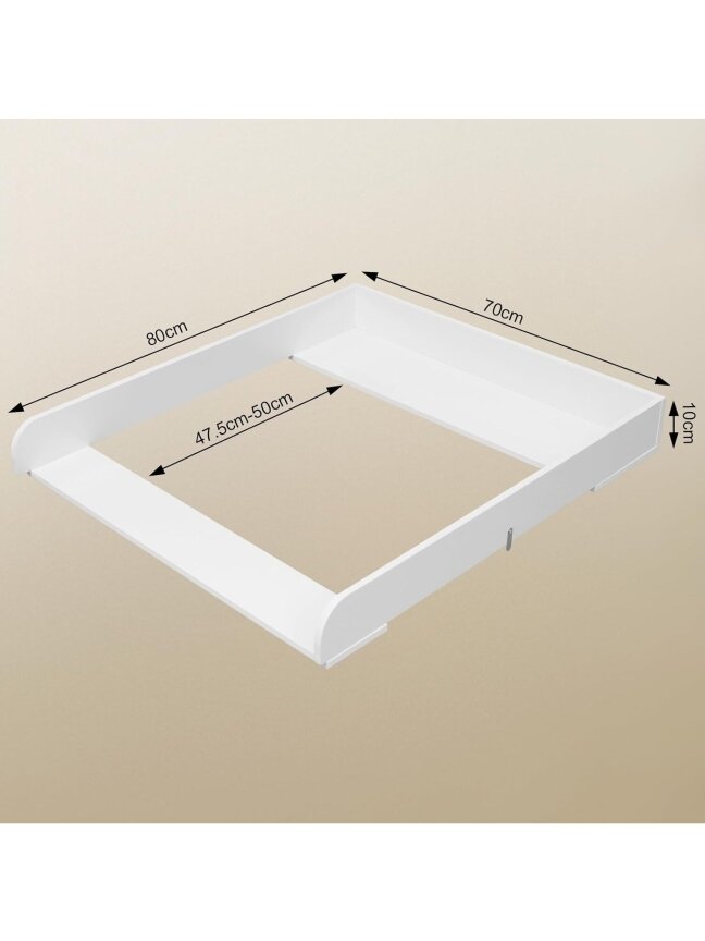 Baby changing table top, 70 x 10 x 80 cm, suitable for furniture with 47.5–50 cm depth. 5