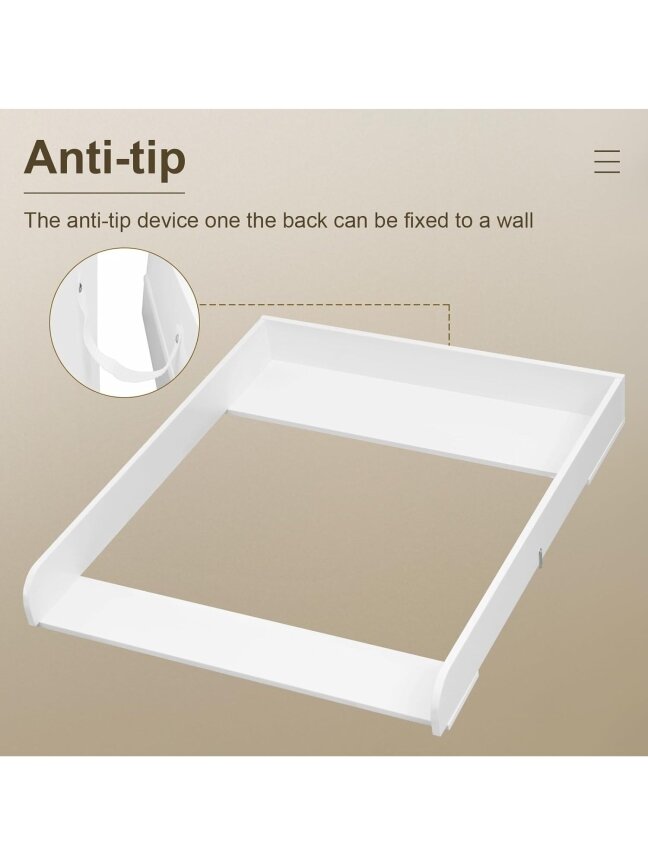 Baby changing table top, 70 x 10 x 80 cm, suitable for furniture with 47.5–50 cm depth. 7