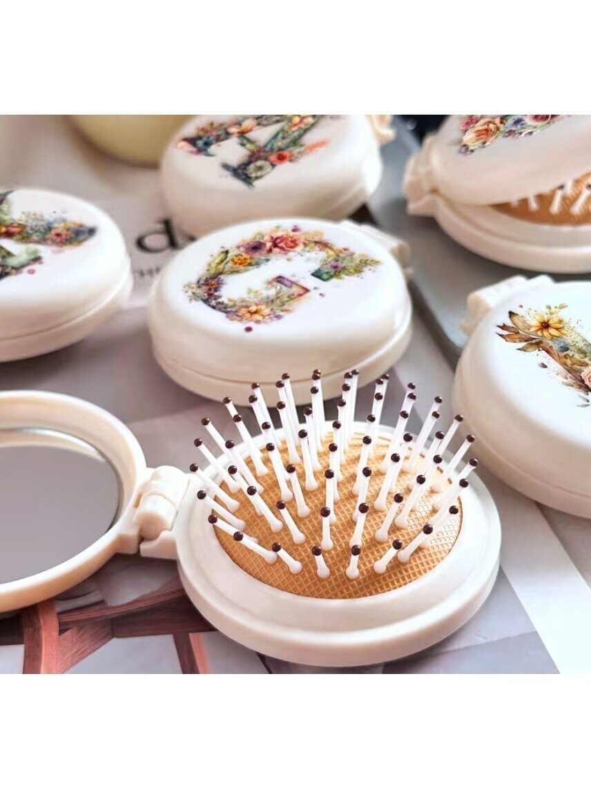 Creative mini combs with mirror – floral pattern