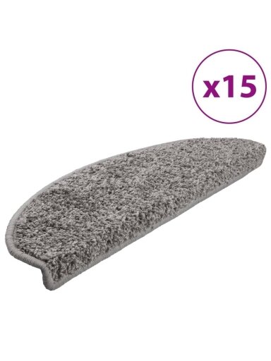 Laiptų kilimėliai, 15vnt., pilkos spalvos, 65x21x4cm Laiptų kilimėliai, 15vnt., pilkos spalvos, 65x21x4cm