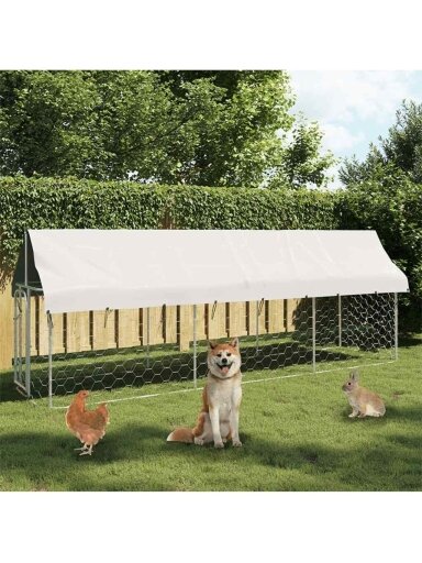 Lauko voljeras šunims su stogu, 400x100x150cm