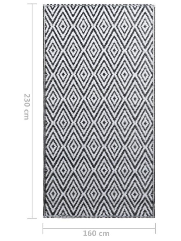 Lauko kilimas, ARAKIL baltos ir juodos spalvos, 160x230cm, PP 5