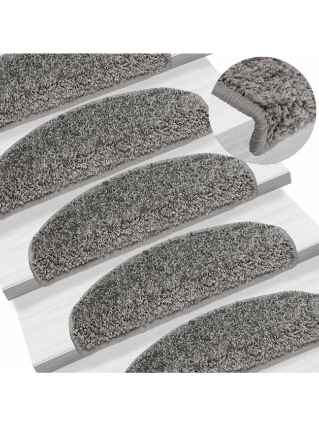 Stair mats, 15 pcs, gray, 65x21x4 cm 1