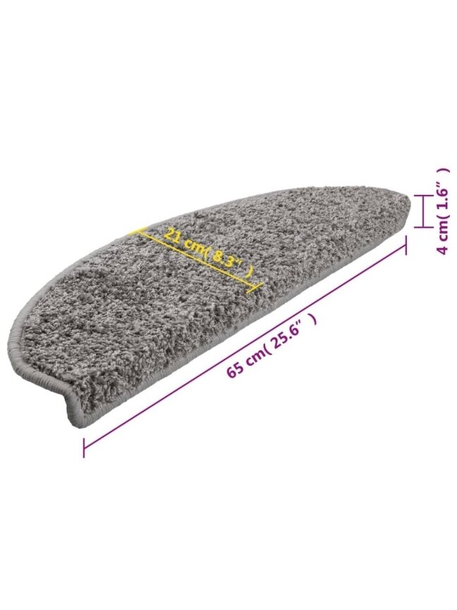 Stair mats, 15 pcs, gray, 65x21x4 cm 8