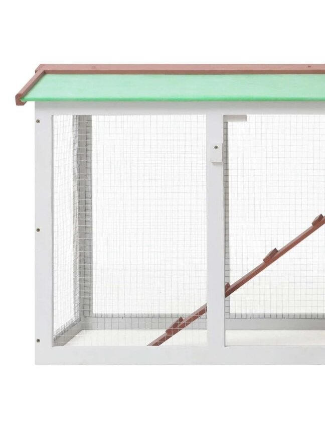 Lauko narvas triušiams, rudas ir baltas, 145x45x84 cm, mediena 4