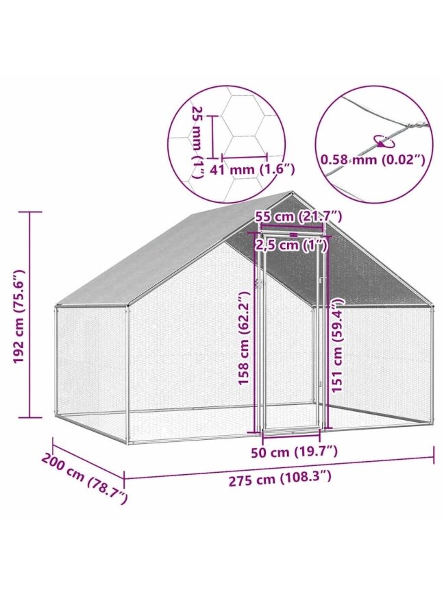 Väliskanaku aed, 2,75 x 2 x 1,92 m, tsingitud teras 5