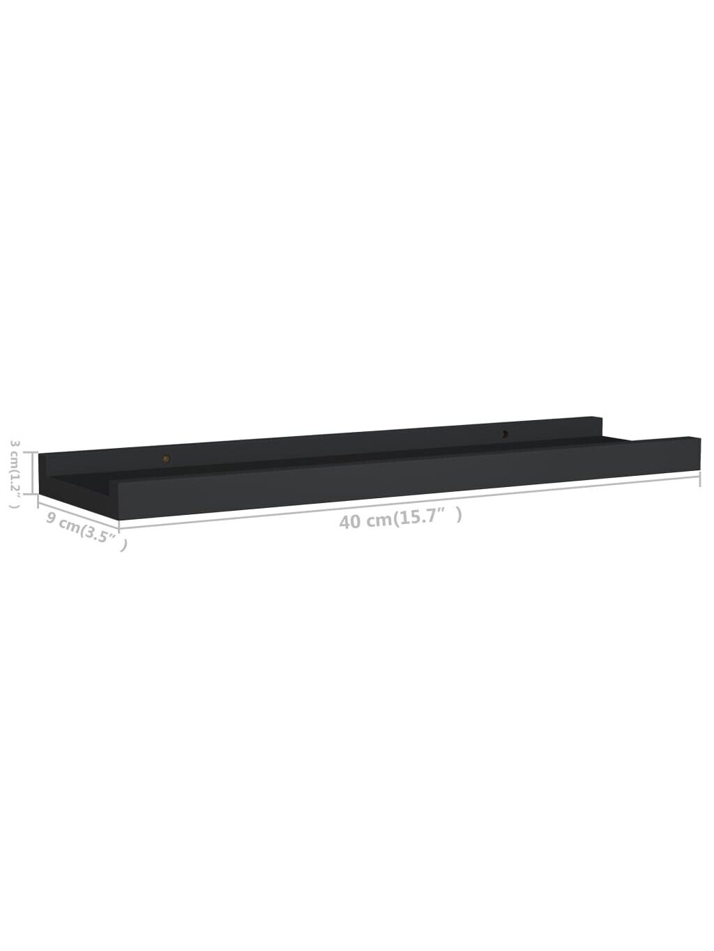 Shelves for photo frames, 2 pcs, black, 40 × 9 × 3 cm, MDF 7