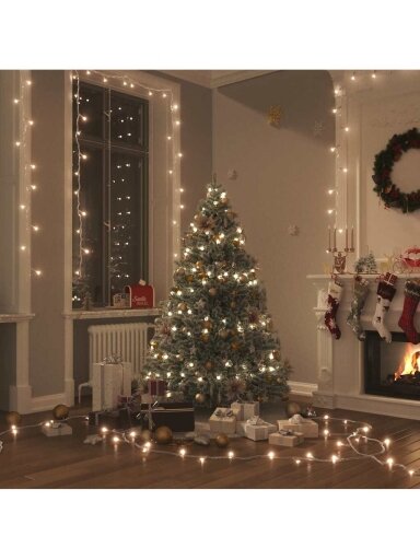 LED lempučių girlianda, 15m, PVC, 150 šiltos baltos spalvos