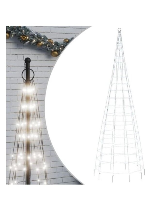 LED Choinka na maszt flagowy, 550 LED, zimna biel, 300 cm 1