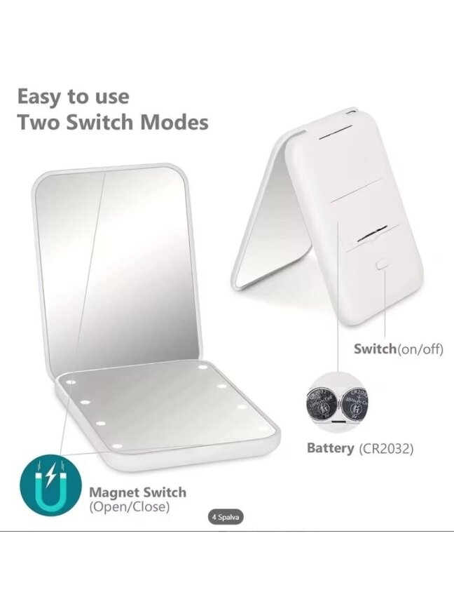 LED Pocket Makeup Mirror 1x/3x – Compact Travel Mirror with Light